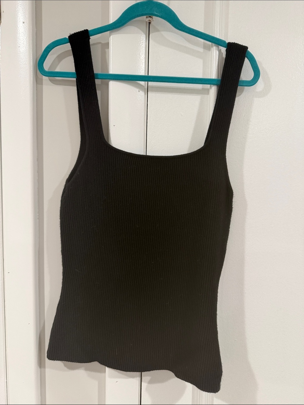 Olivaceous Black Ribbed Tank with Wide Straps